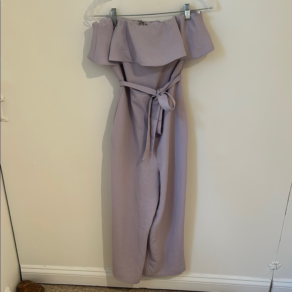 Aritzia Babaton Light Purple Strapless Ruffle Jumpsuit